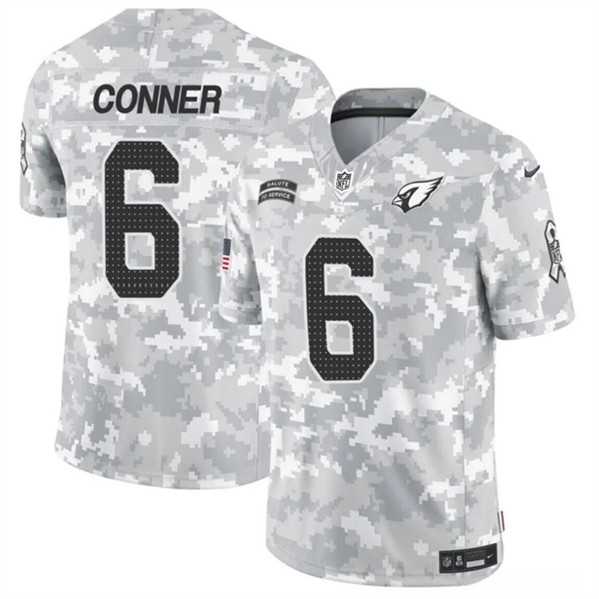 Mens Arizona Cardinals #6 James Conner 2024 F.U.S.E. Arctic Camo Salute to Service Limited Stitched Jersey Dzhi